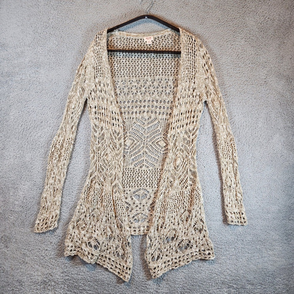 Mossimo Supply Co. Open-Knit Crochet Cardigan in Beige